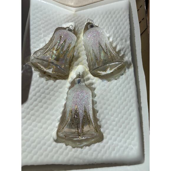 Christmas Classics Vintage Glass Hand Decorated European Gold Opal White NEW NWT - Picture 3 of 6